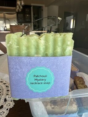 Patchouli or Grapefruit Mystery Necklace Soap - Green Scented Bar
